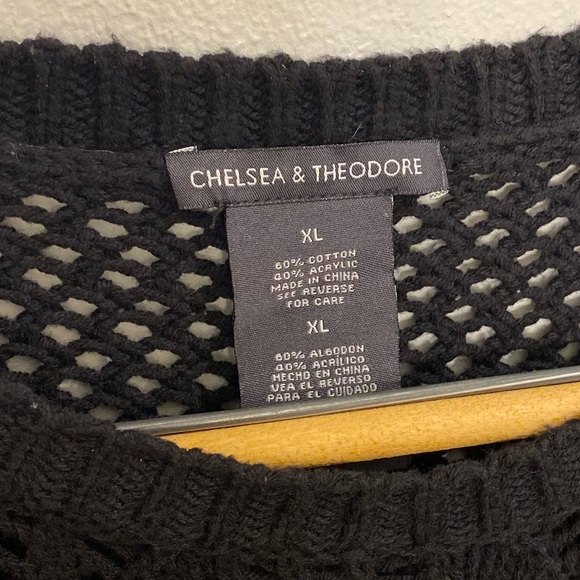 Chelsea & Theodore black open knit sweater - Picture 3 of 8